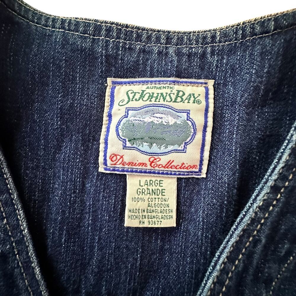 St Johns Bay Jean Vest Womens Large Blue Denim Western Cowgirl 90s Vintage Top - Picture 2 of 5